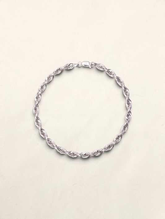 14K White Gold Rope Bracelet