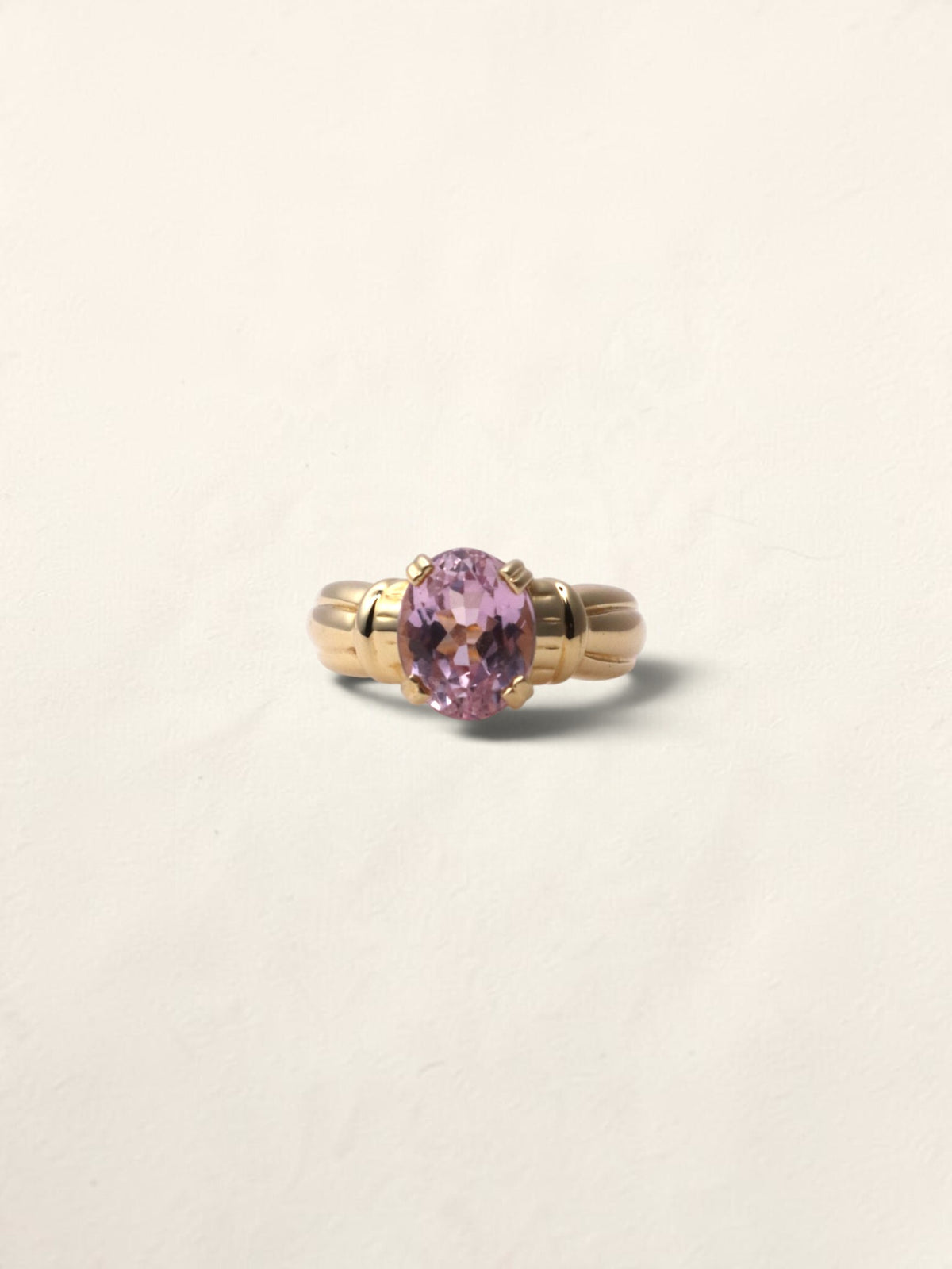 14K Yellow Gold Rose De France Amethyst Ring