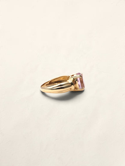 14K Yellow Gold Rose De France Amethyst Ring