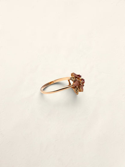 10K Two-Tone Ruby Leaf Ring