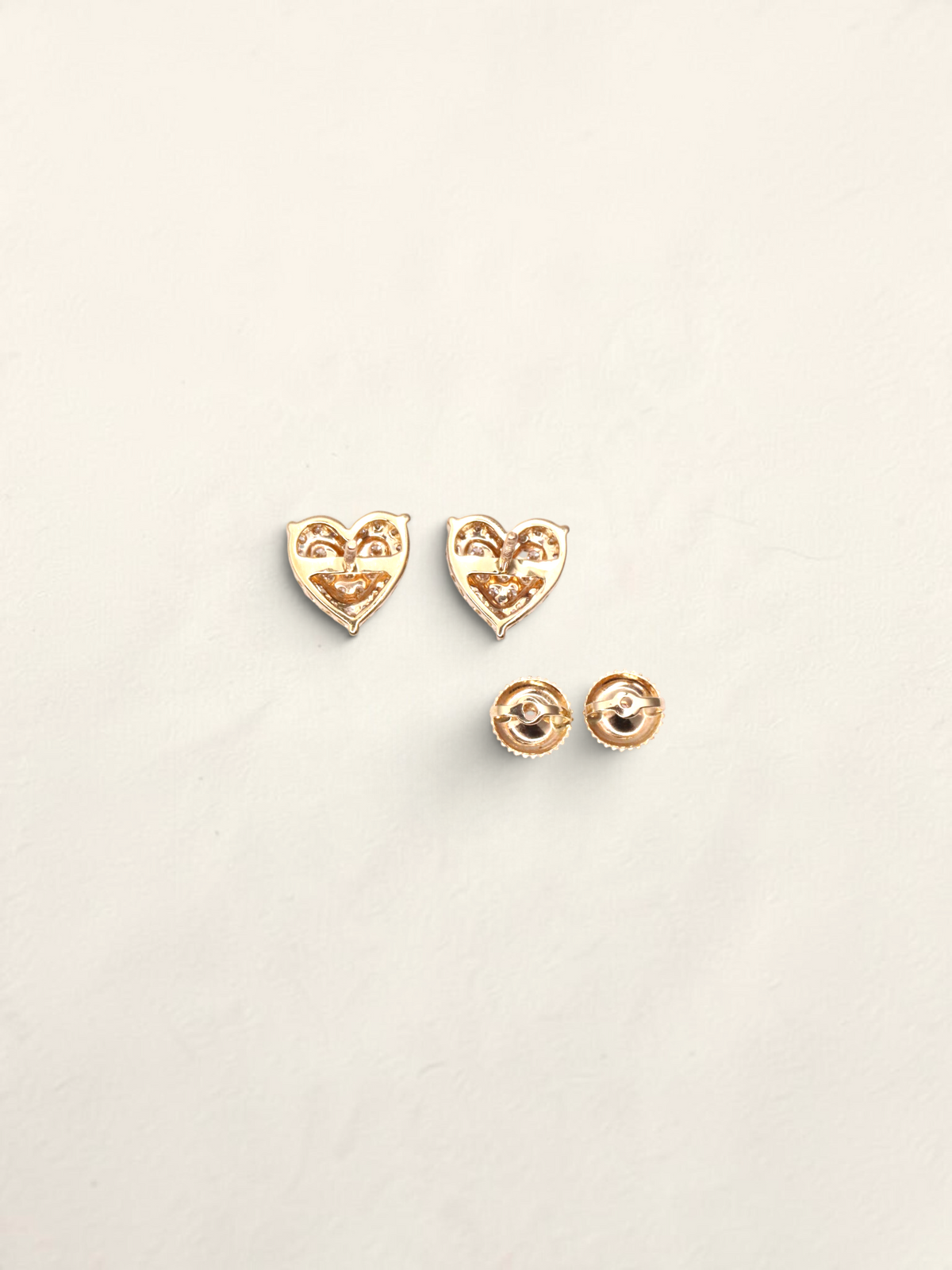 10K Yellow Gold Diamond Heart Studs
