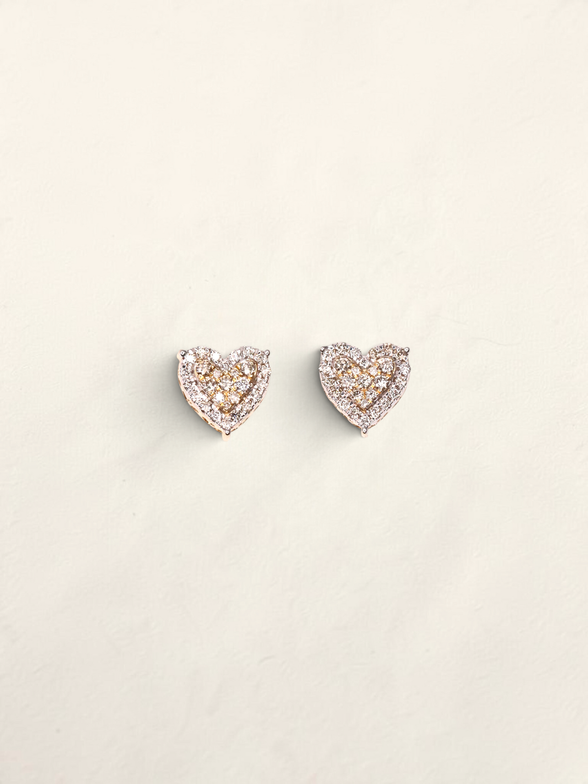 10K Yellow Gold Diamond Heart Studs