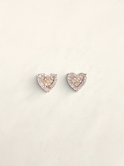 10K Yellow Gold Diamond Heart Studs