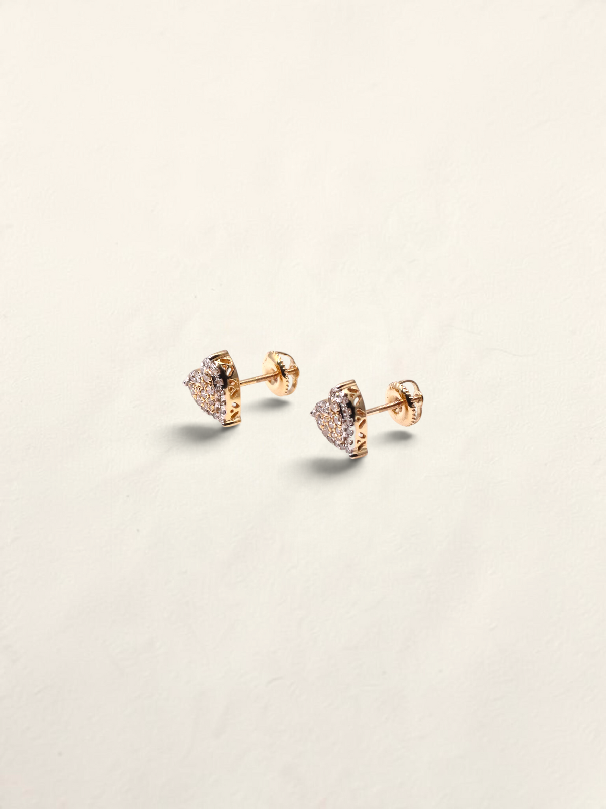 10K Yellow Gold Diamond Heart Studs