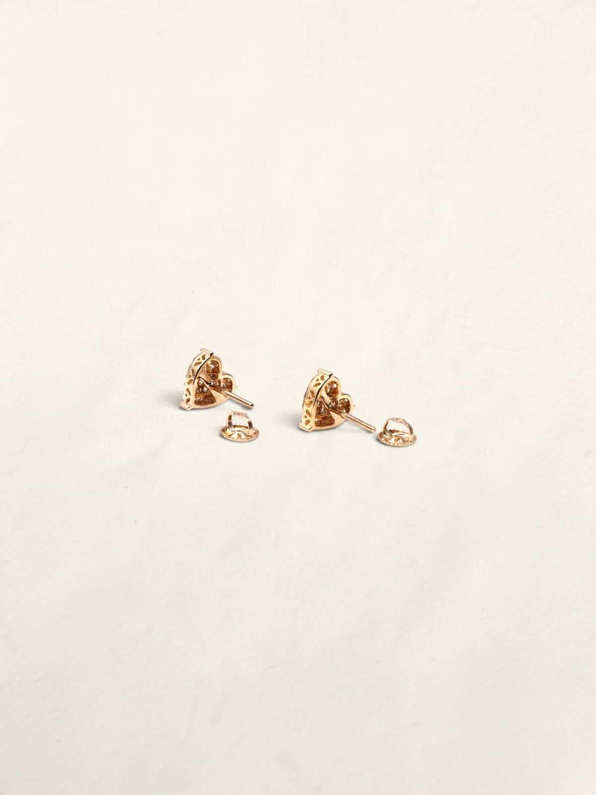 10K Yellow Gold Diamond Heart Studs