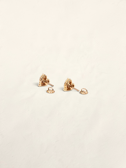 10K Yellow Gold Diamond Heart Studs