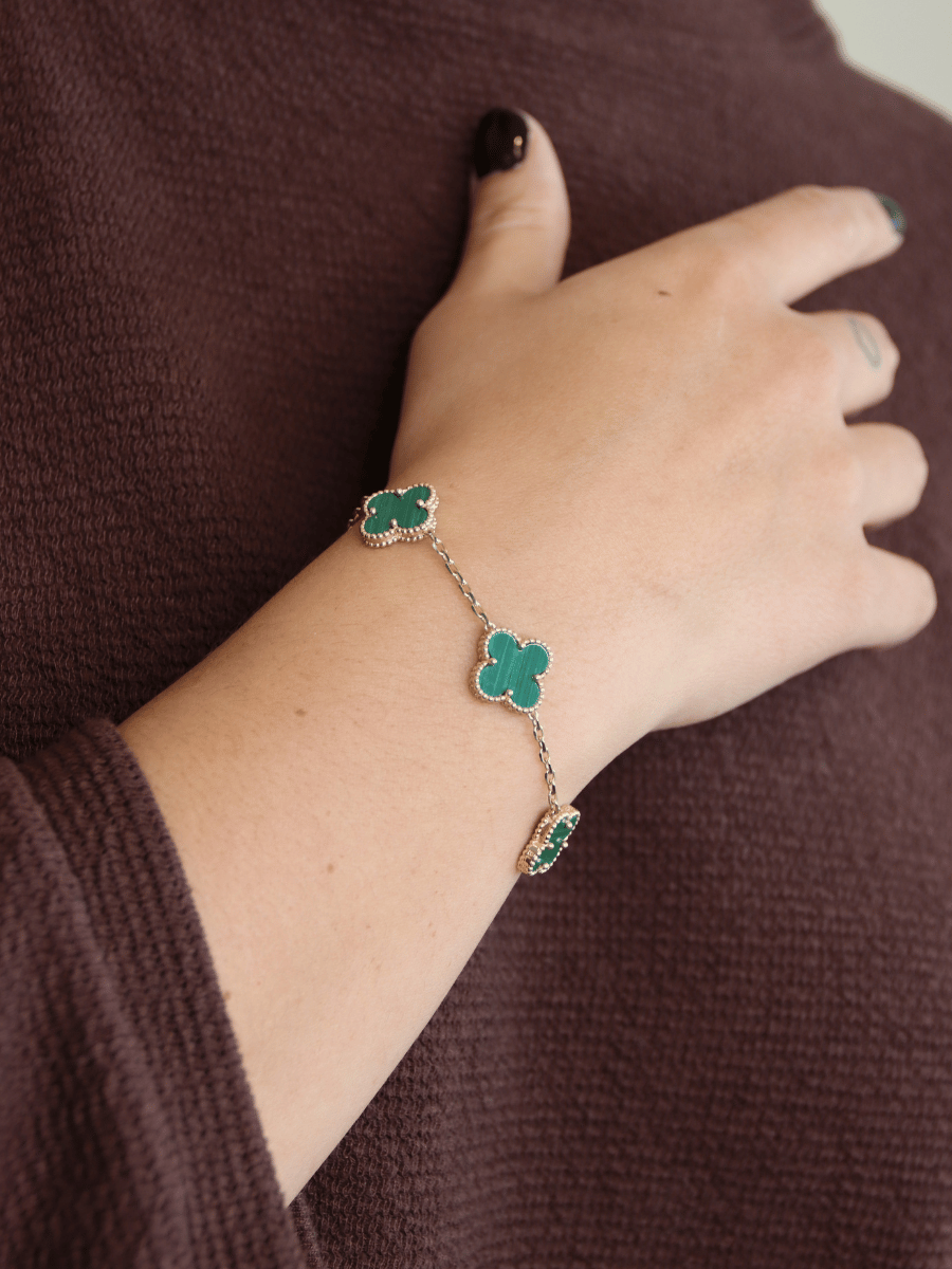 Malachite Clover Motif Bracelet