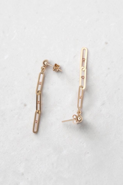 Paperclip Link Chain Dangle Drop Stud Earrings