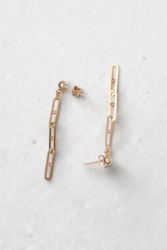 Paperclip Link Chain Dangle Drop Stud Earrings