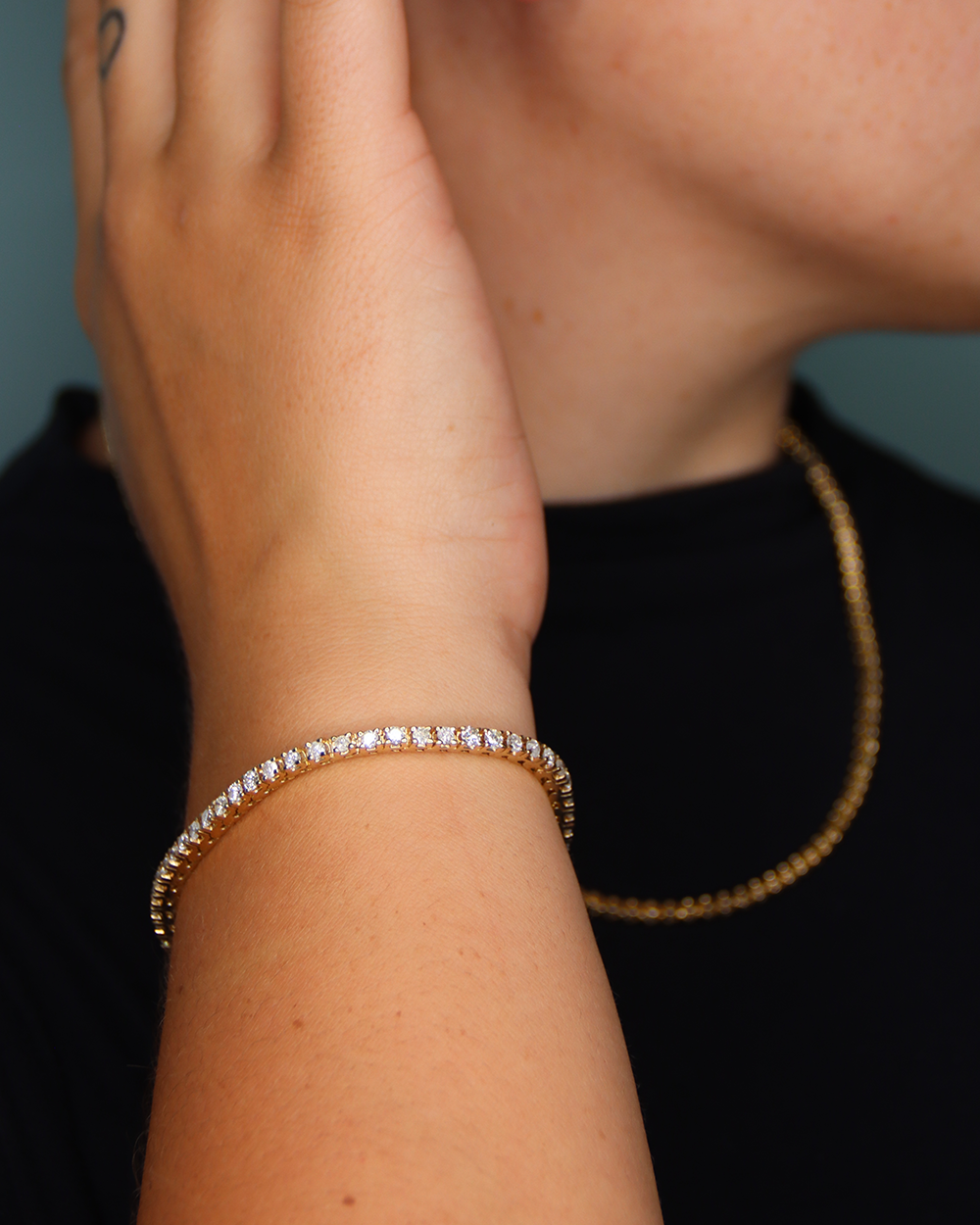 14K Yellow Gold Diamond Tennis Bracelet