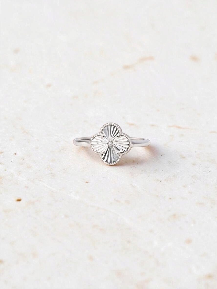 Guilloché Clover Ring