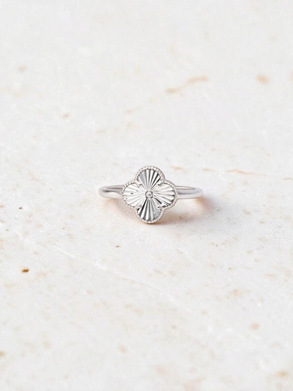 Guilloché Clover Ring