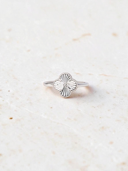 Guilloché Clover Ring