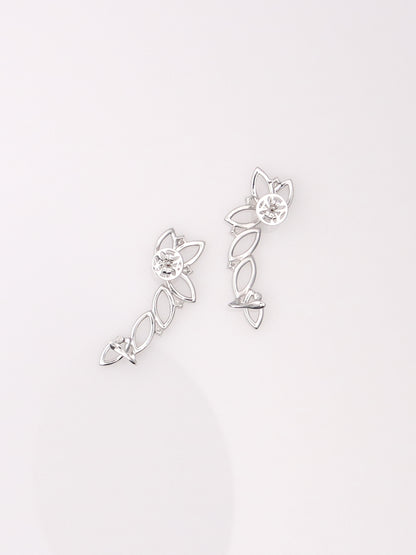 14K White Gold Diamond Ear Climbers