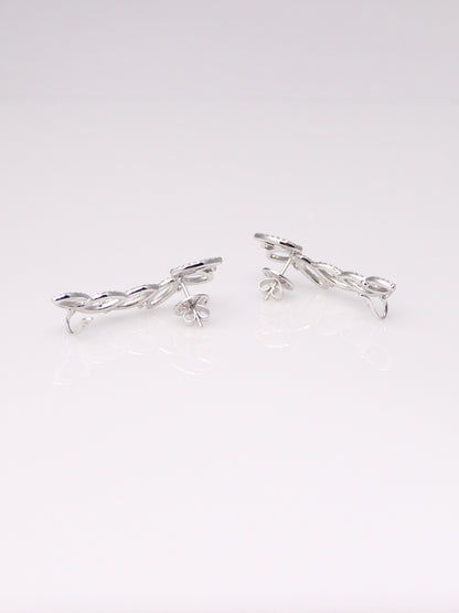 14K White Gold Diamond Ear Climbers