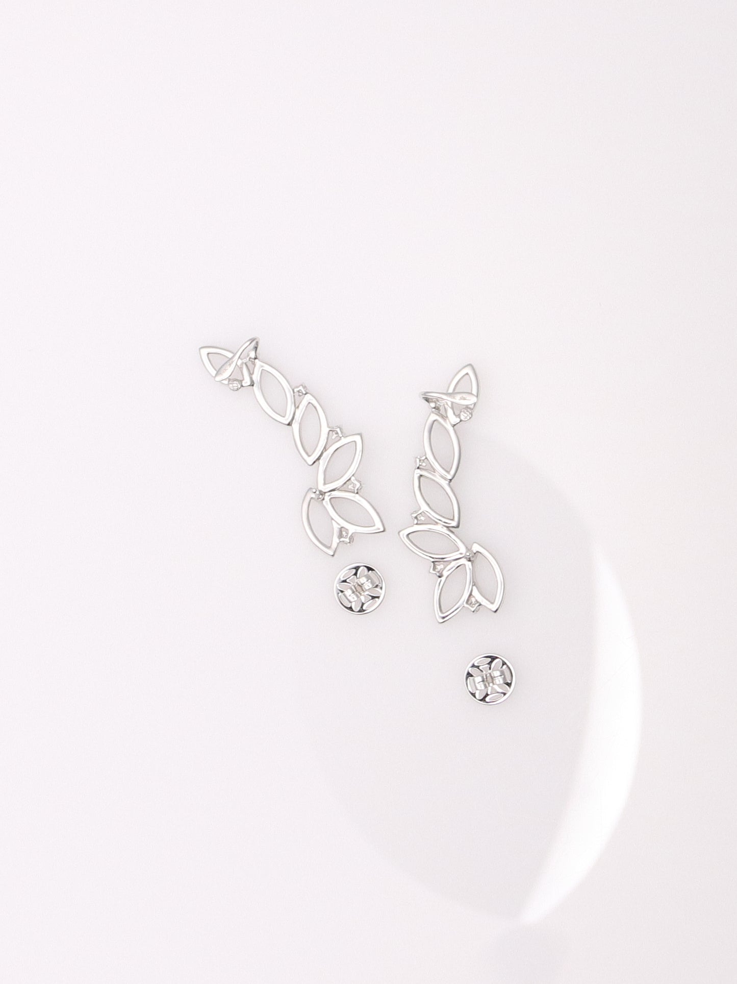 14K White Gold Diamond Ear Climbers