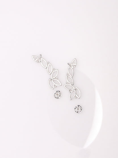 14K White Gold Diamond Ear Climbers