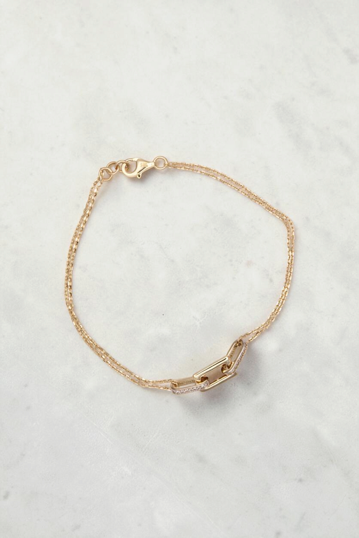 Rectangle and Oval Link Double Cable Bracelet