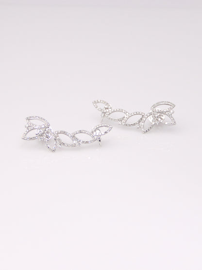 14K White Gold Diamond Ear Climbers