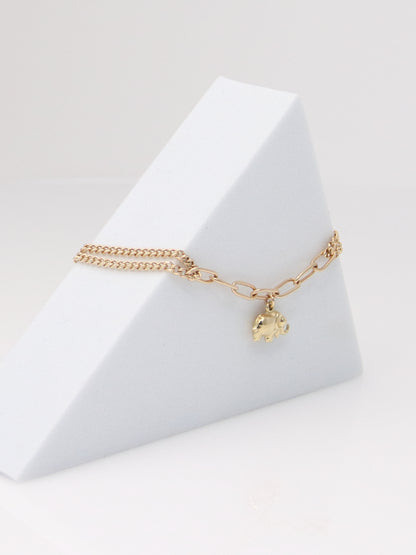 14K Yellow Gold Elephant Charm Bracelet
