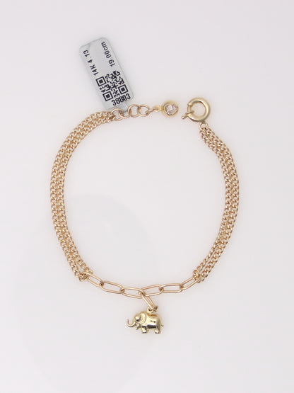 14K Yellow Gold Elephant Charm Bracelet