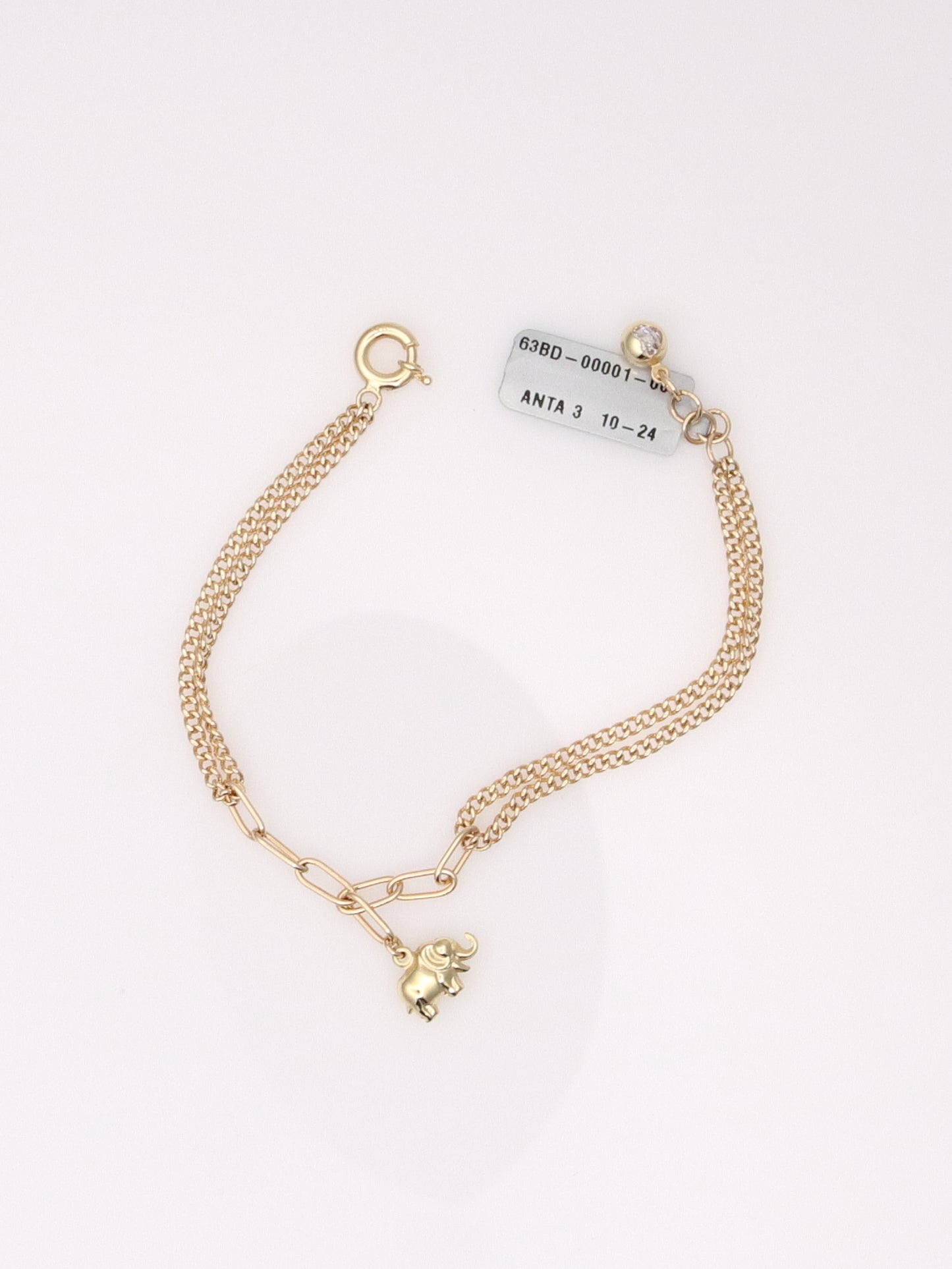 14K Yellow Gold Elephant Charm Bracelet