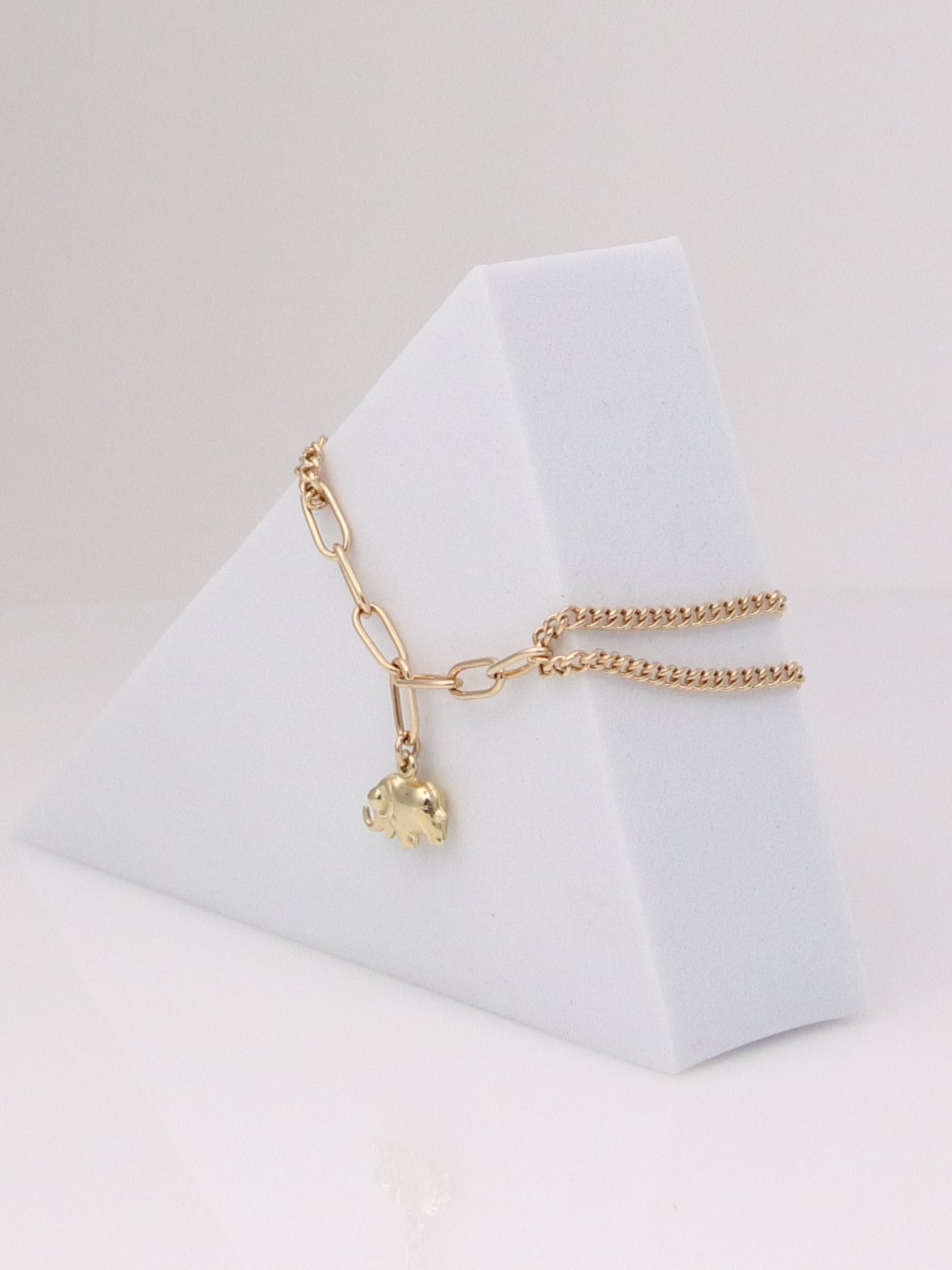 14K Yellow Gold Elephant Charm Bracelet