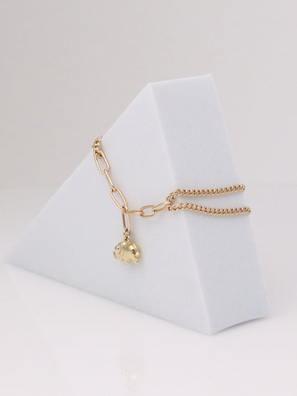 14K Yellow Gold Elephant Charm Bracelet