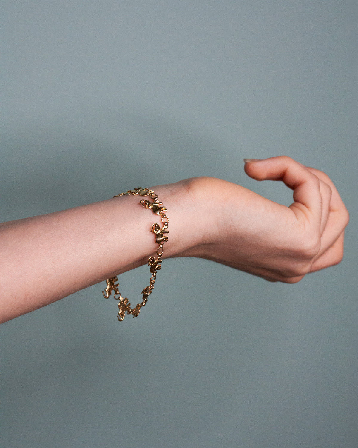 14K Yellow Gold Elephant Bracelet
