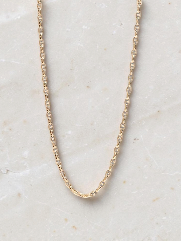 Zafrah 14k yellow gold 2.5mm mariners link chain necklace, 19.5 inches long with a polished finish.