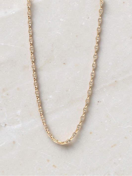 Zafrah 14k yellow gold 2.5mm mariners link chain necklace, 19.5 inches long with a polished finish.