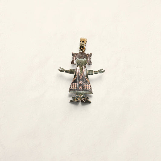 14K Two Tone Girl Pendant