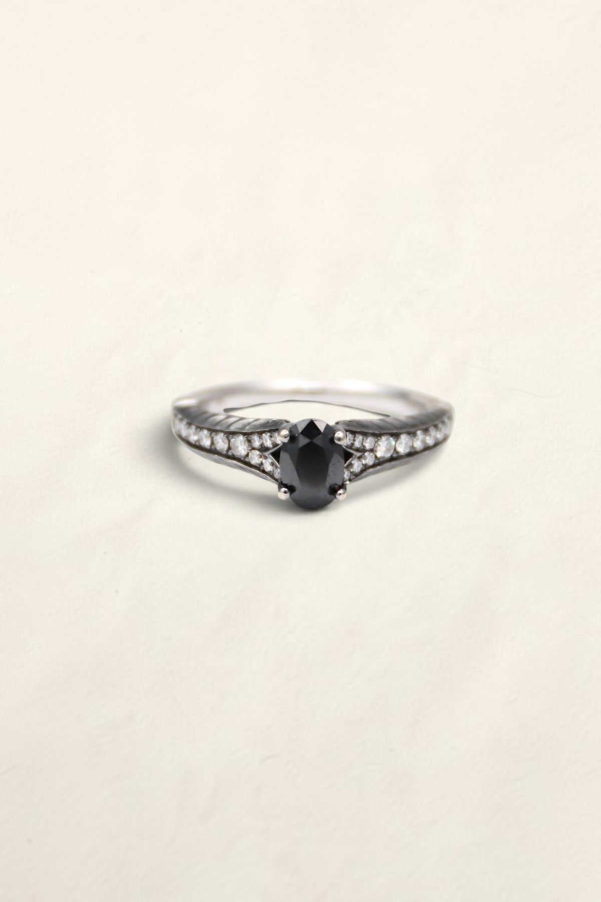 14K Black Diamond Engagement Ring