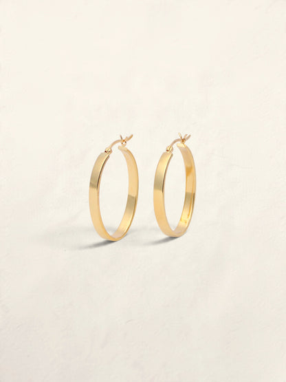 18K Yellow Gold Oval Hoops