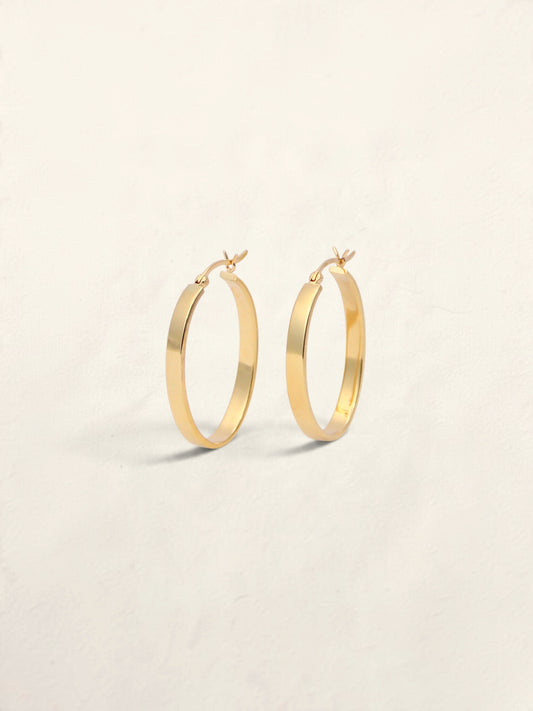 18K Yellow Gold Oval Hoops