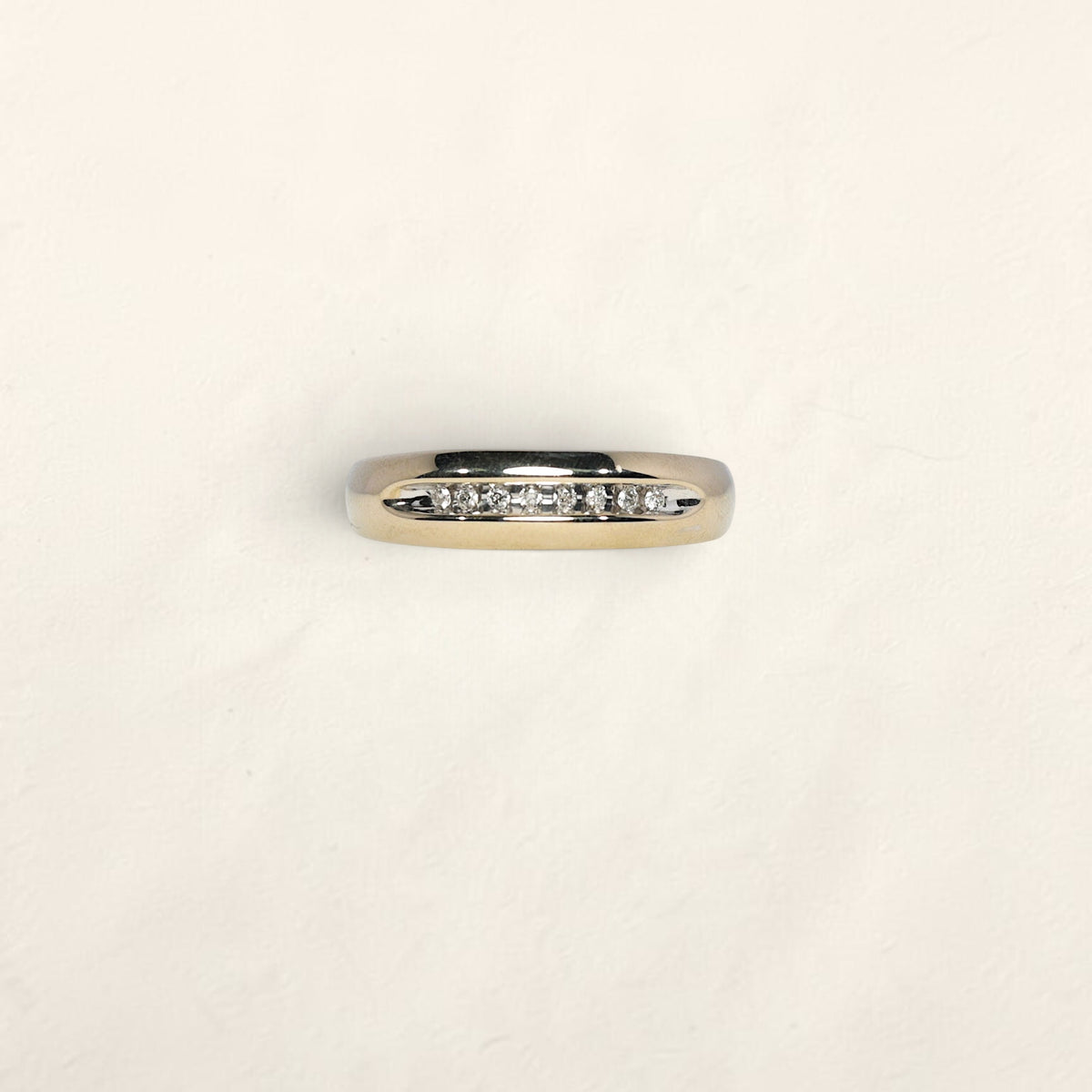 14K White Gold Band with 10 Diamonds