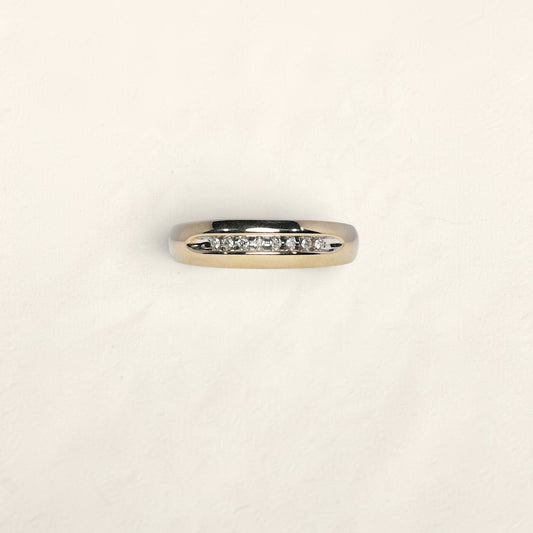 14K White Gold Band with 10 Diamonds