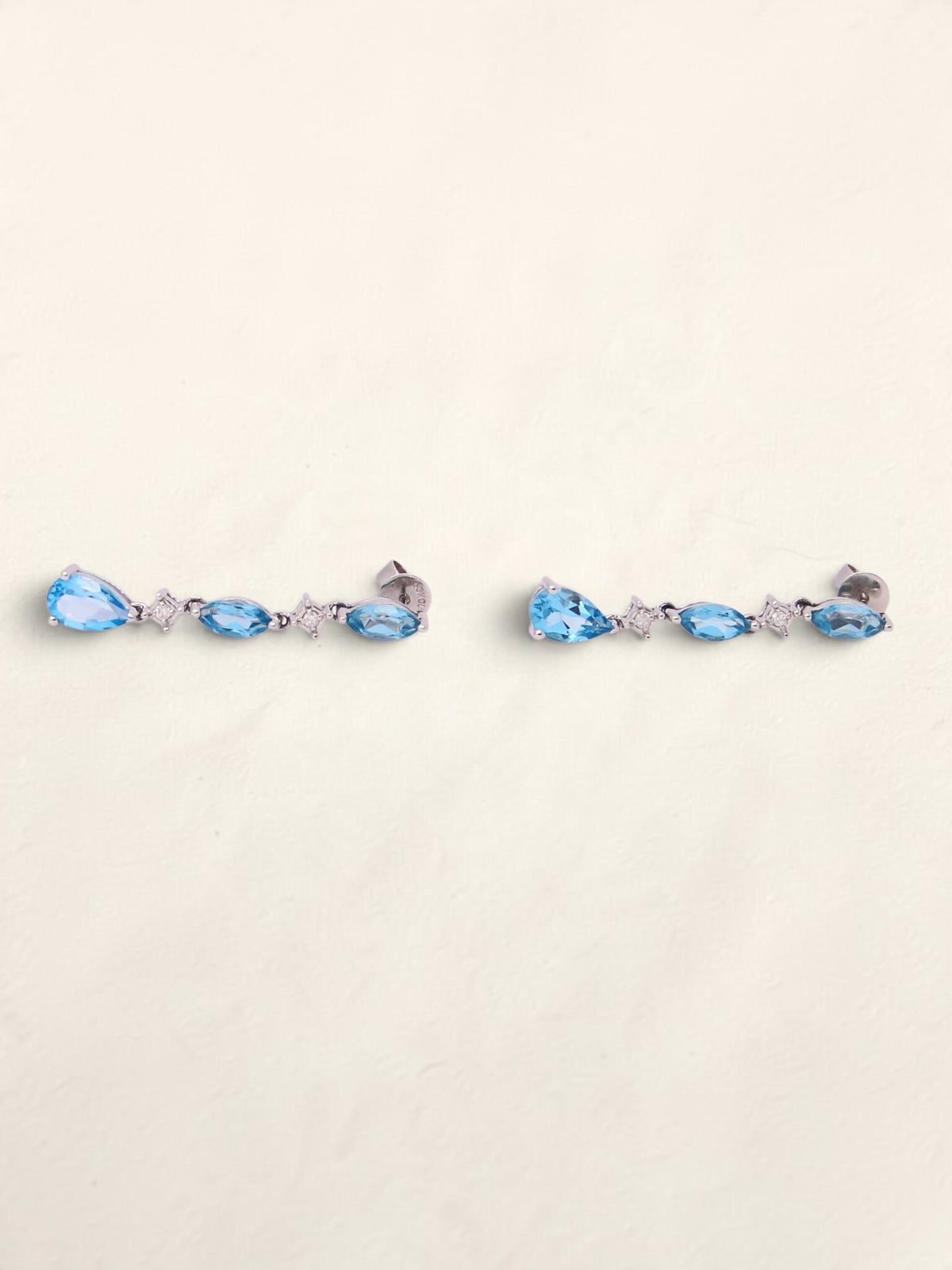 10K White Gold Blue Topaz and Diamond Earrings