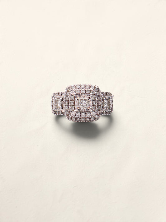 10k White Gold Past Present Future Diamond Ring