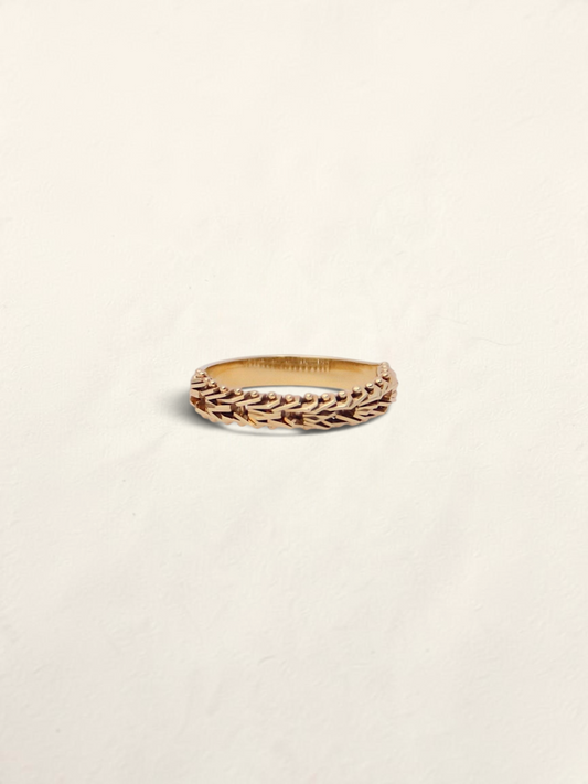 14K Yellow Gold Woven Chain Link Ring