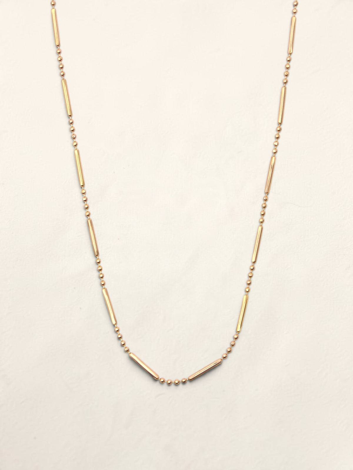 14K Yellow Gold Beaded Bar Necklace