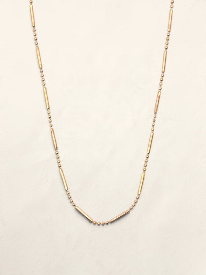 14K Yellow Gold Beaded Bar Necklace