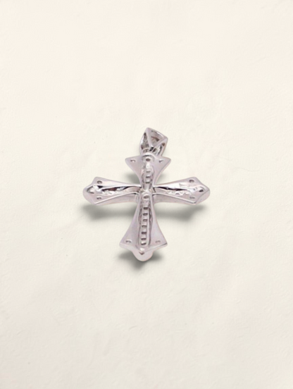 Zafrah 10k white gold cross pendant featuring 0.31ctw round diamonds in a polished finish