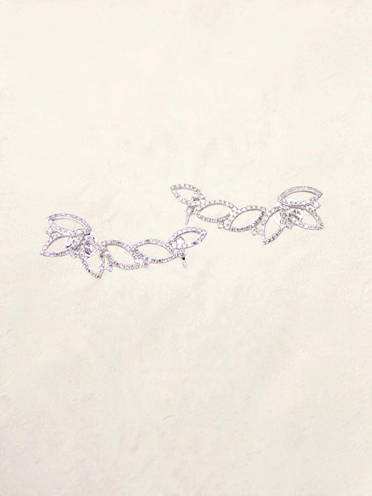 14K White Gold Diamond Ear Climbers