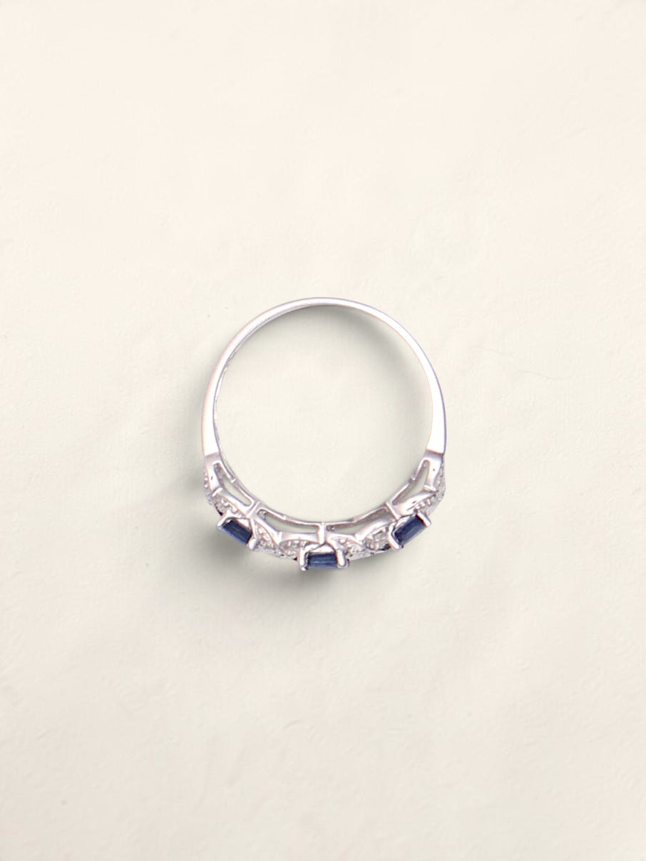 14k White Gold Sapphire & Diamond Band