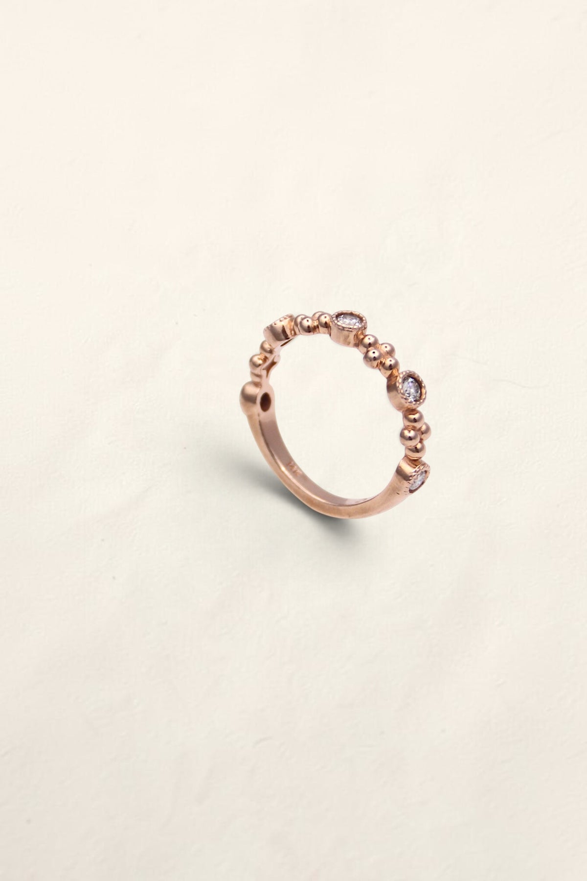14K Rose Gold Ring with Diamonds