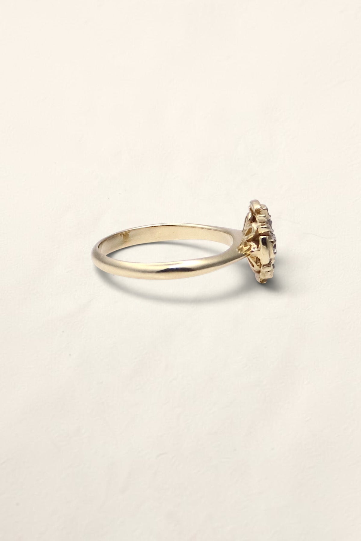 14K Yellow Gold Diamond Cross Ring