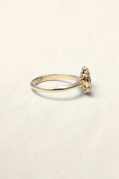 14K Yellow Gold Diamond Cross Ring