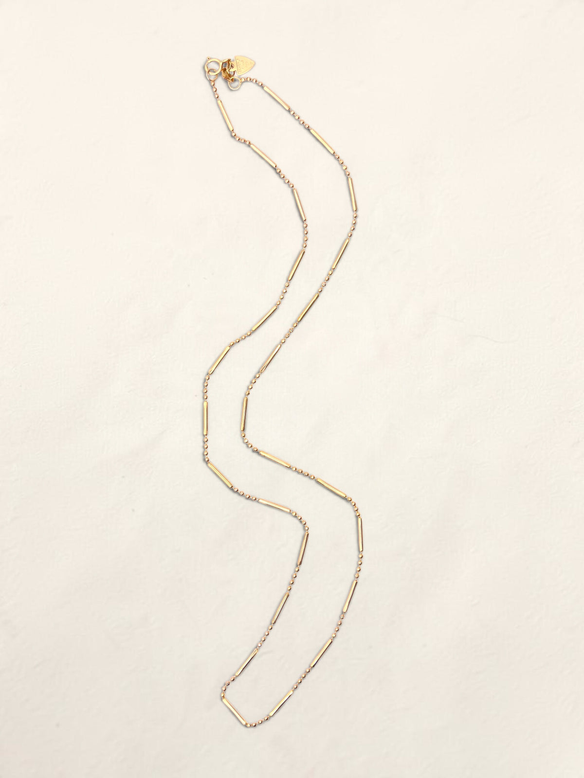 14K Yellow Gold Beaded Bar Necklace