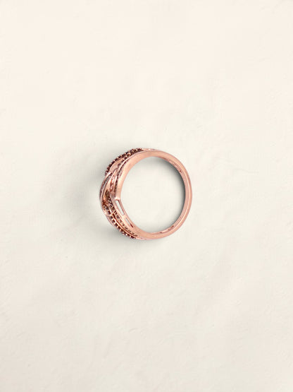 10k Rose Gold White & Chocolate Diamond Knot Ring